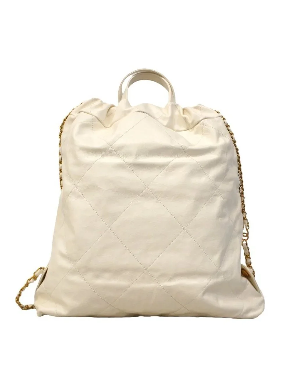 Chanel Backpack 22 Calfskin White Gold
